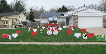 3D Swans/2D Hearts Display